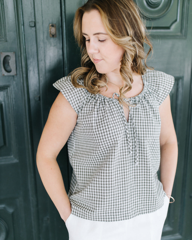 Karli Top - Sage Gingham