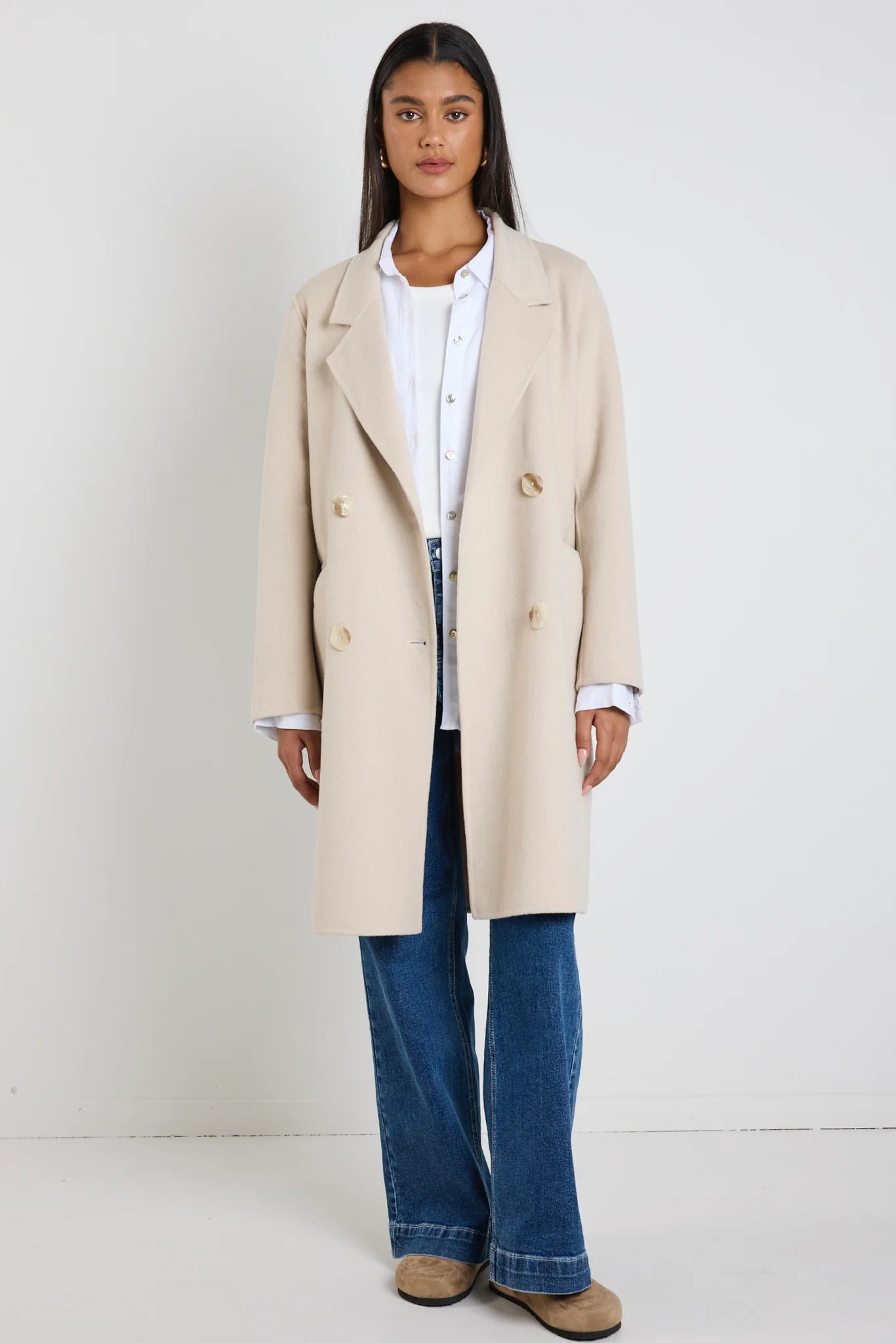Stockholm Pumice Wool Blend Double Breasted Coat