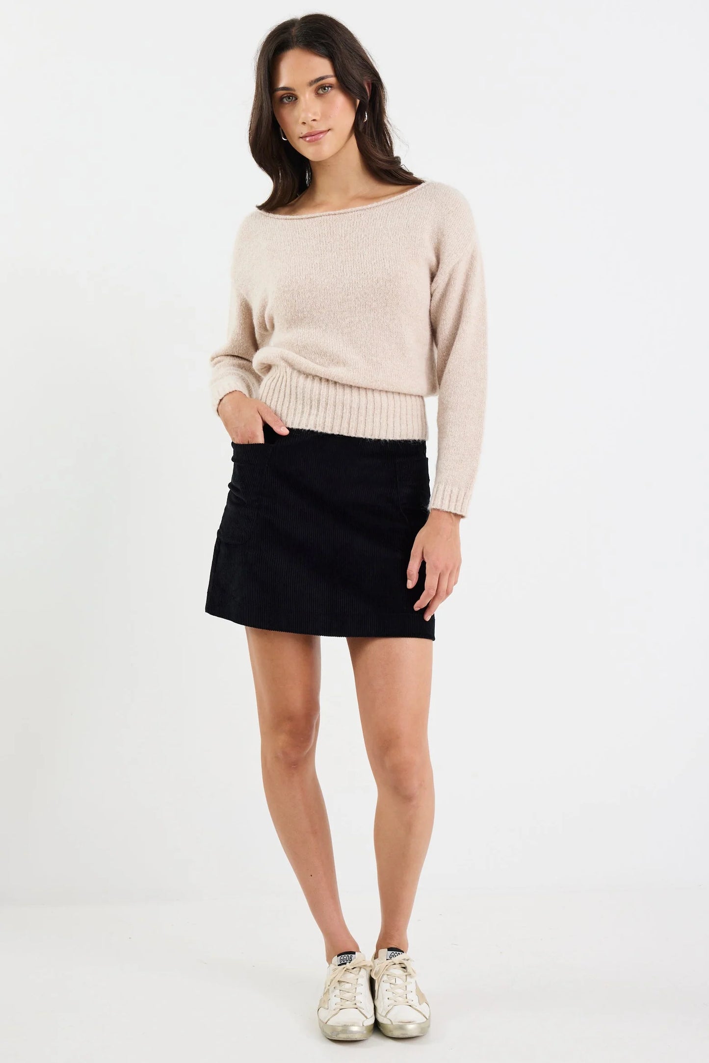 Valid Black Cord Mini Skirt