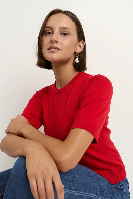 Edition Red Crewneck Knit Tee - Red