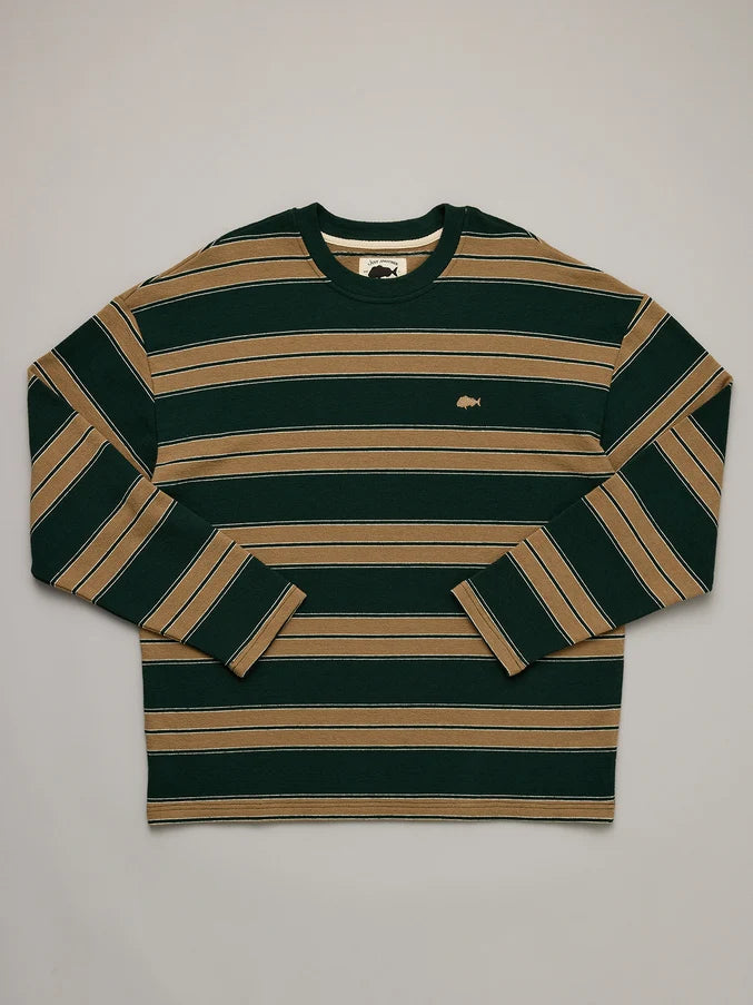BAY LS TEE - GREEN STRIPE
