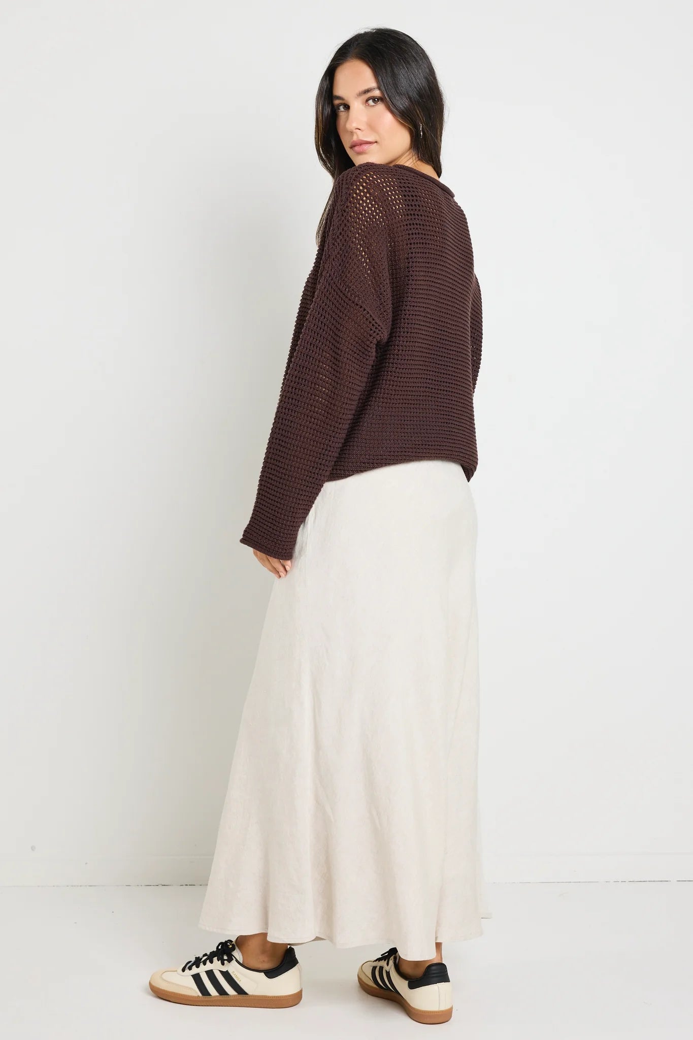 Dawn Chocolate Crochet Knit Jumper