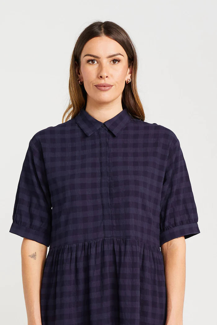 Nova Dress - Navy Check