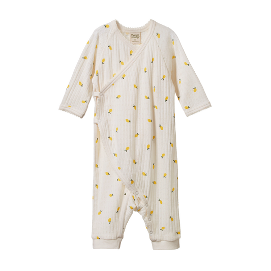 Kimono stretch & grow pointelle - Lemon print