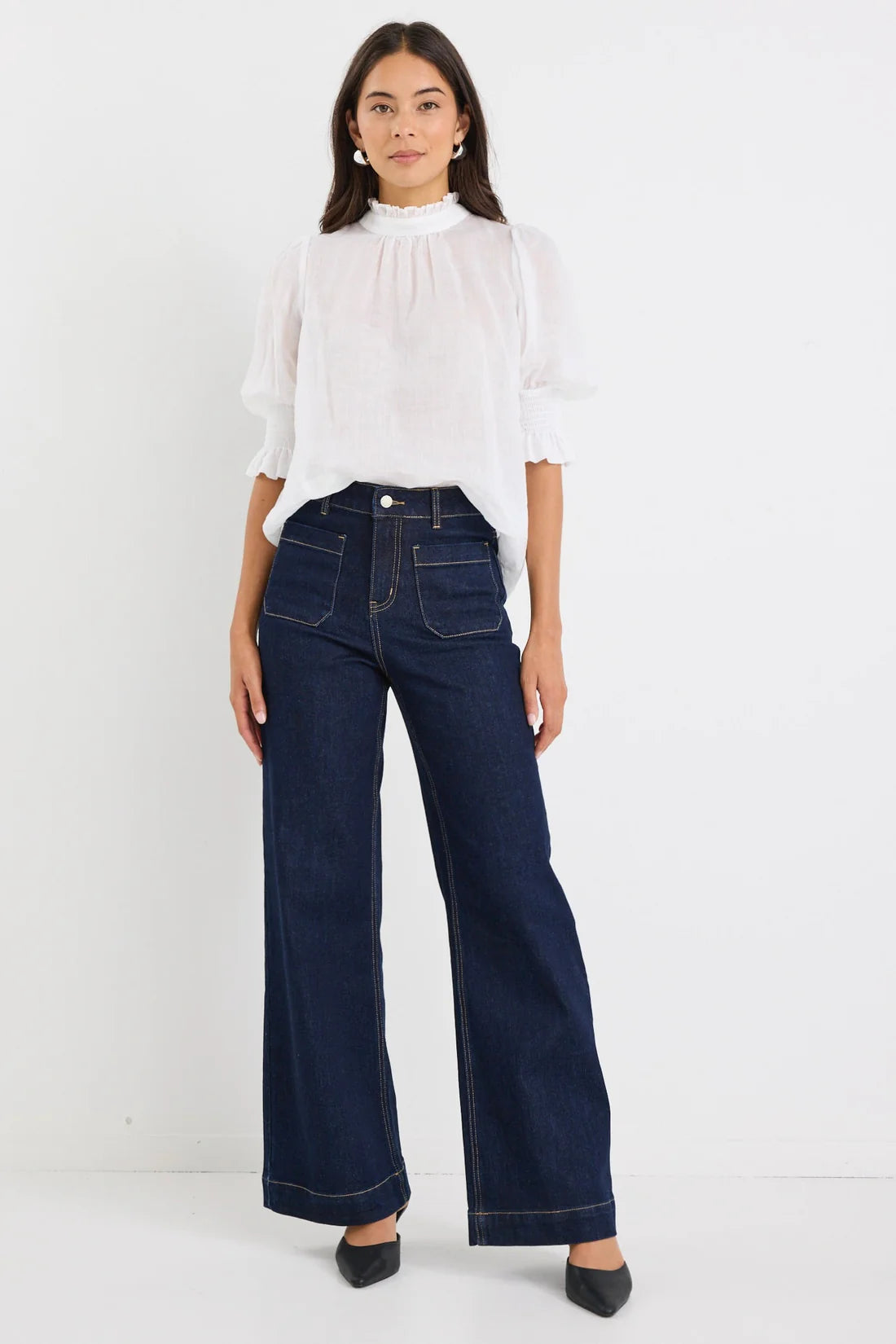 Verse Sheer High Neck Short Sleeve Top- Ivory