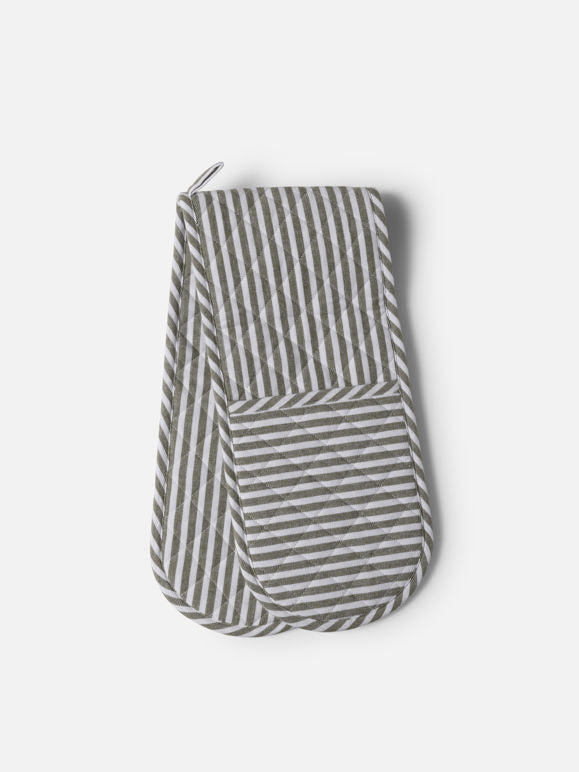 Classic stripe oven glove - Olive/White