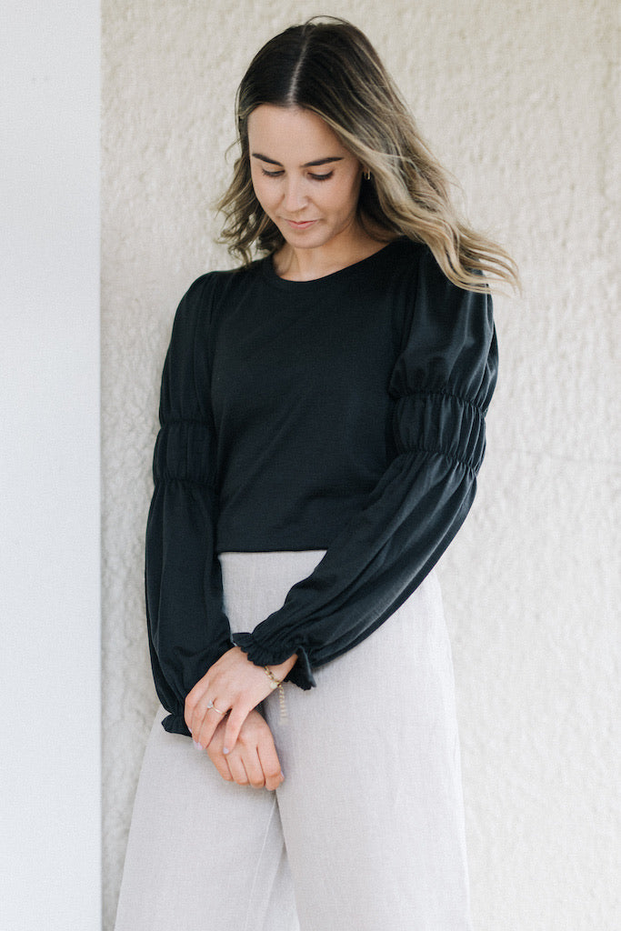 Victoria top 100% Merino - Dark Espresso