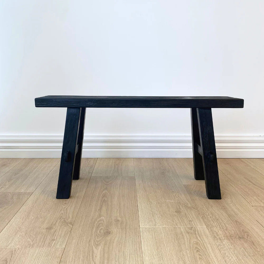 Medium reclaimed wood bench - Black