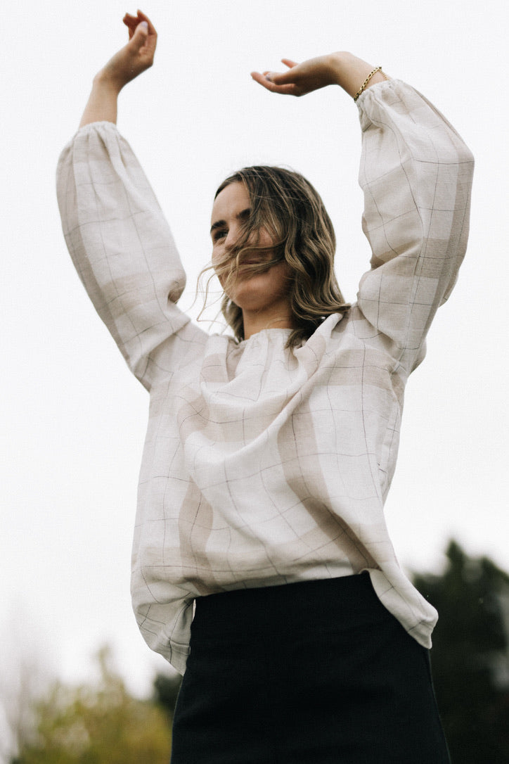 Adele Blouse - Natural check