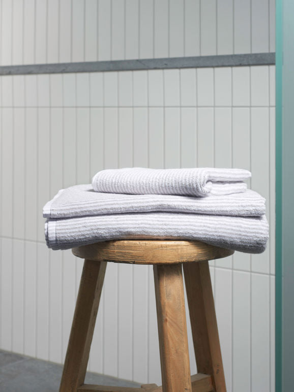 Stripe Cotton Bath Towel Range - Grey/White