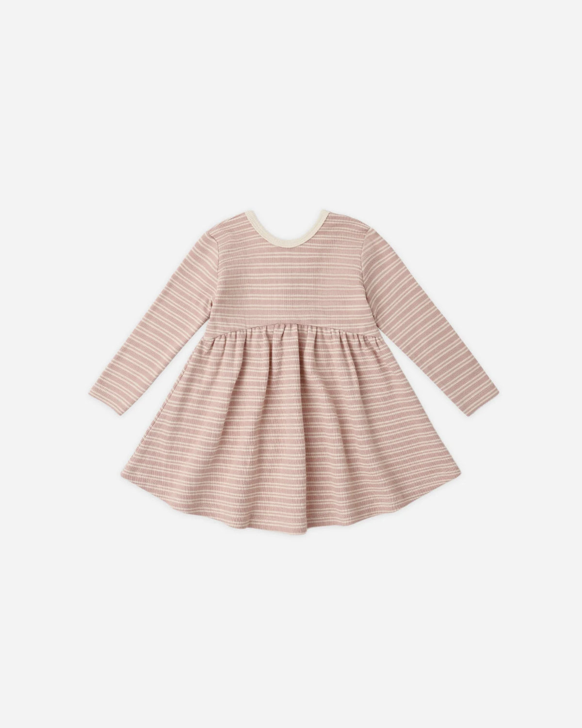 Ribbed Long Sleeve Dress Dusty Rose Microstripe