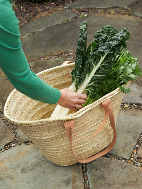 Moroccan Basket w/Long Handles Large