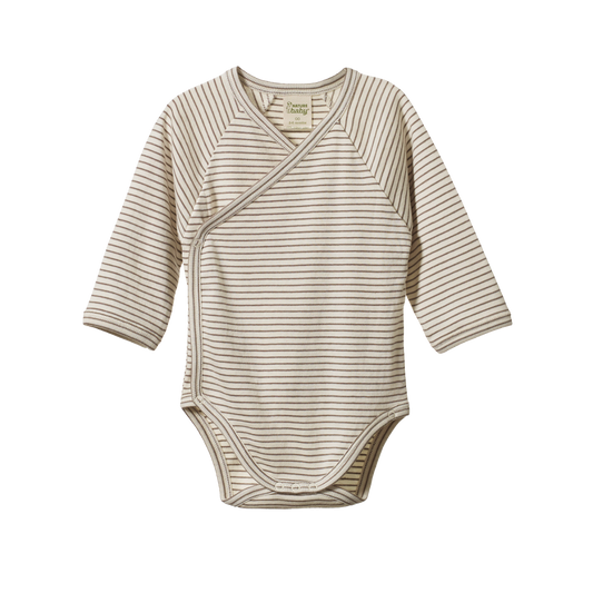 Kimono Bodysuit - MUSHROOM PINSTRIPE