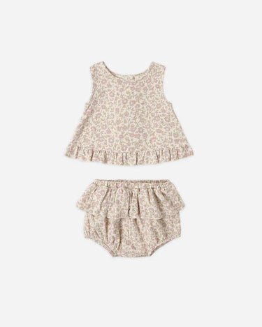 Ruffled Tulip Top + Bloomer Set Dahlia
