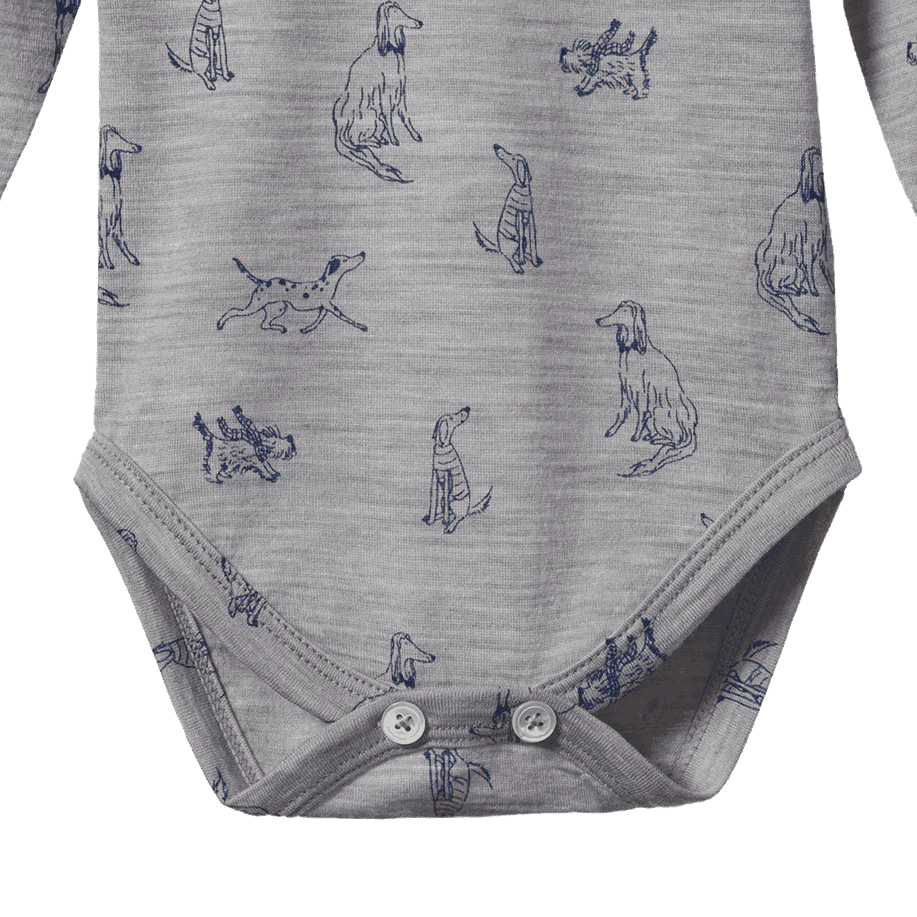 Merino Long sleeve Bodysuit - Best Friend Print Merino