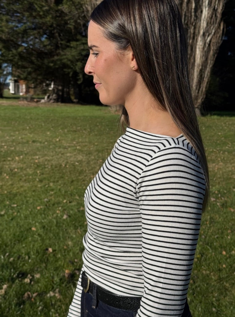 Marlow top - Black/White stripe