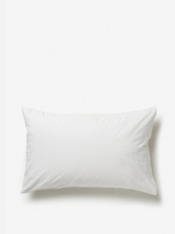 Pinstripe Organic Cotton Pillowcase Pair - White/Grey