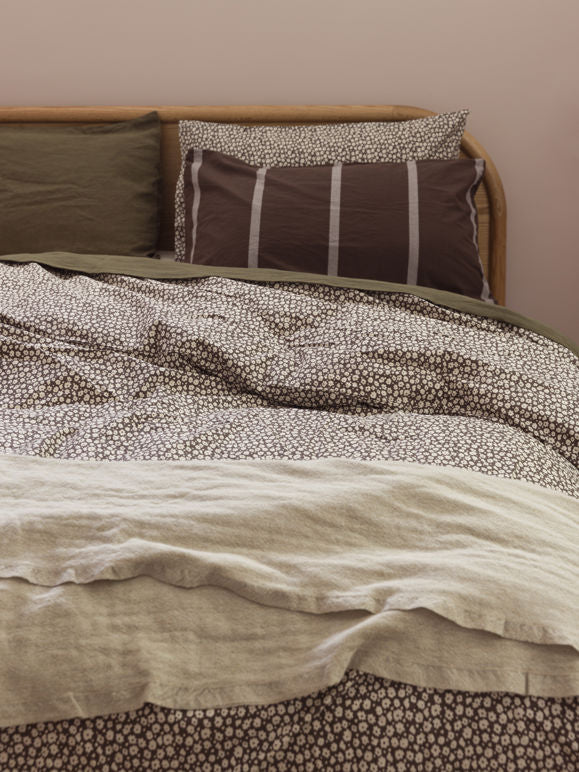 Forget Me Not Organic Cotton Duvet Cover - Rye/Bone