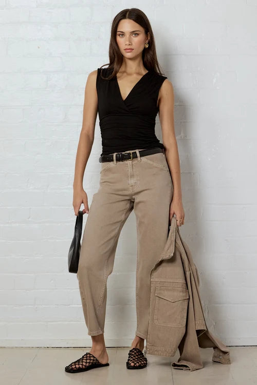 Connect Black Jersey Cross Front Top