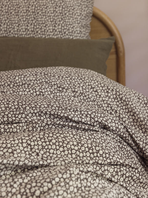 Forget Me Not Organic Cotton Duvet Cover - Rye/Bone