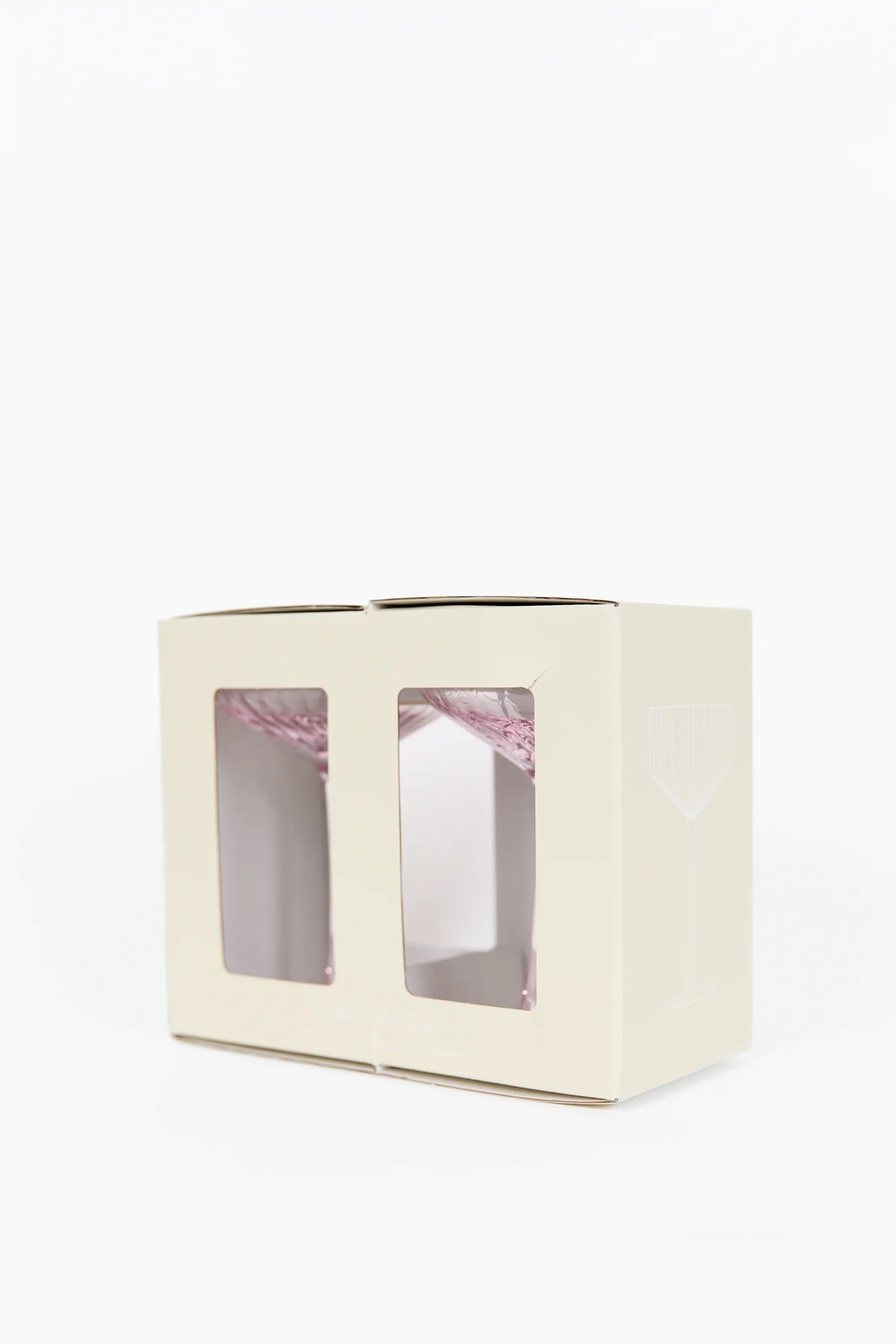 Pale Pink Ribbed Set 2 Coupe Cocktail Glasses