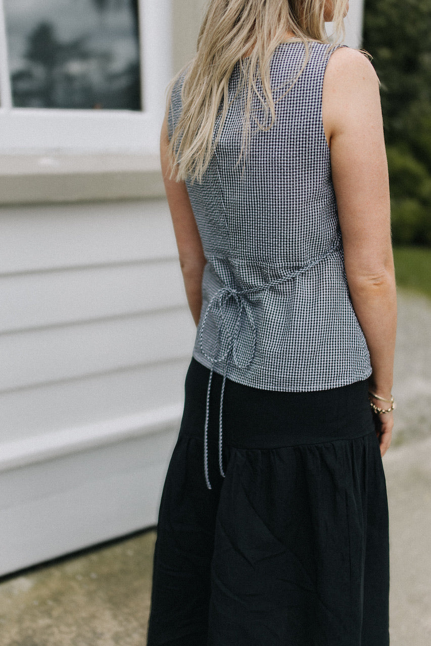 Claudia top - black/white gingham