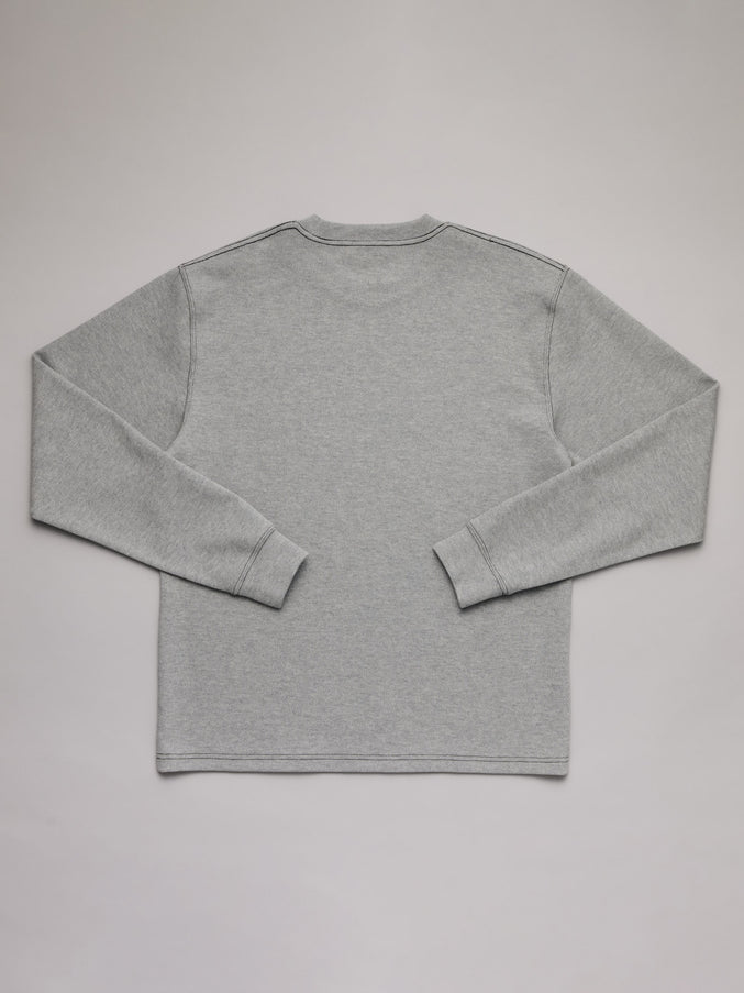 STAMP PIQUE LS TEE - GREY MARLE