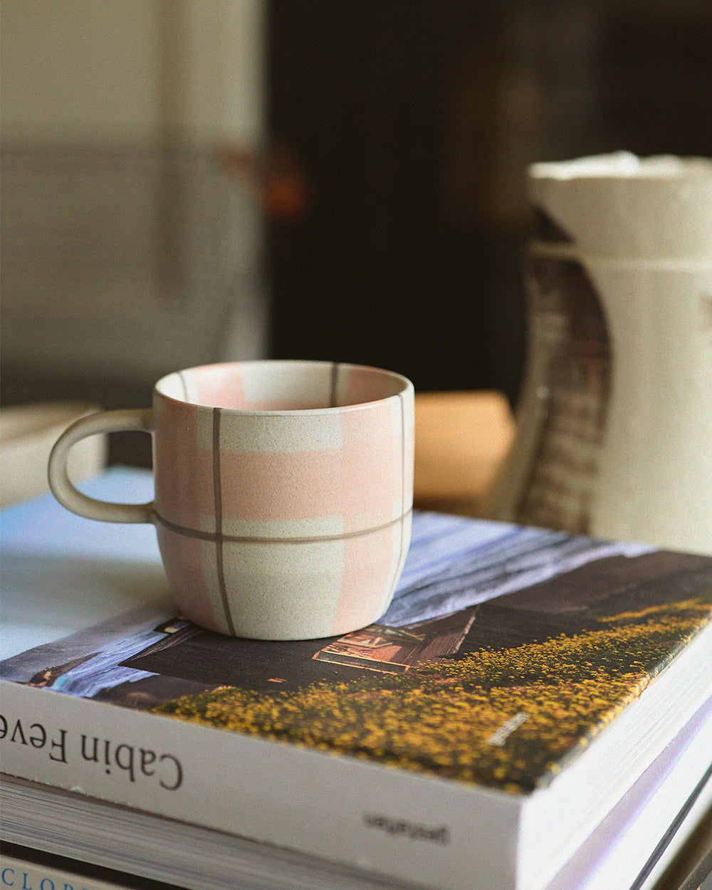 Blush & Grey Check Mug / Cat's Pyjamas