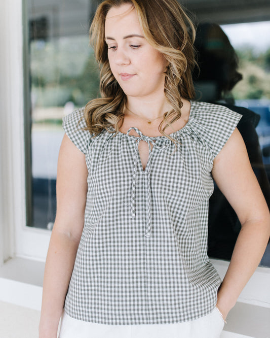 Karli Top - Sage Gingham