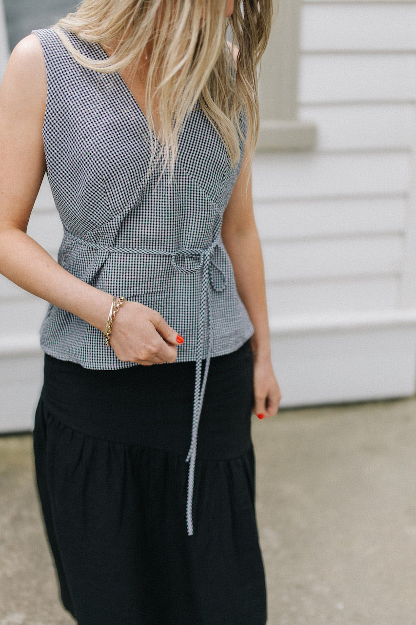 Claudia top - black/white gingham