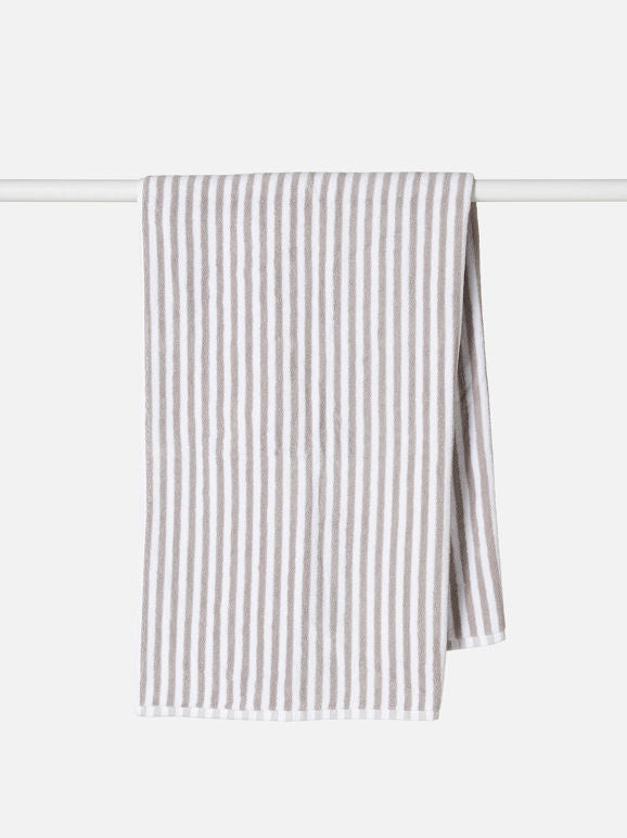 Wide Stripe Cotton Bath Towel Range - Grey/White