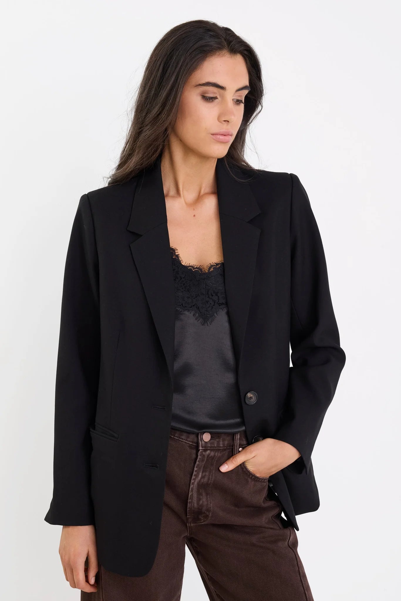 Diploma Black Two Button Vent Sleeve Blazer