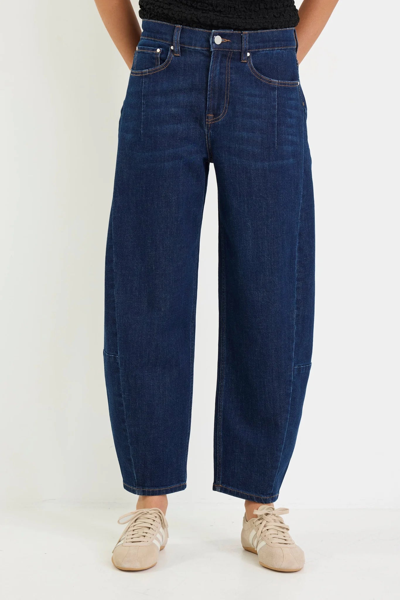 Graduate Dark Blue Stretch Barrel Jeans