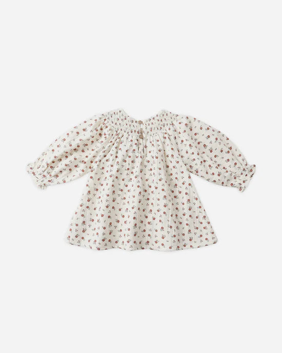 V smocked dress - Winter ditsy