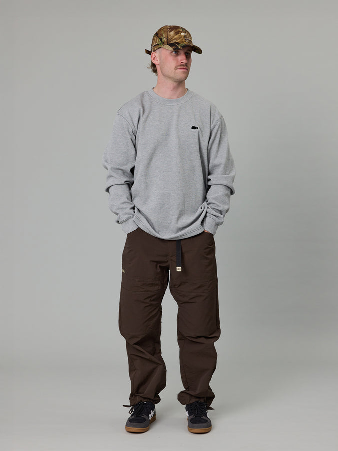 STAMP PIQUE LS TEE - GREY MARLE