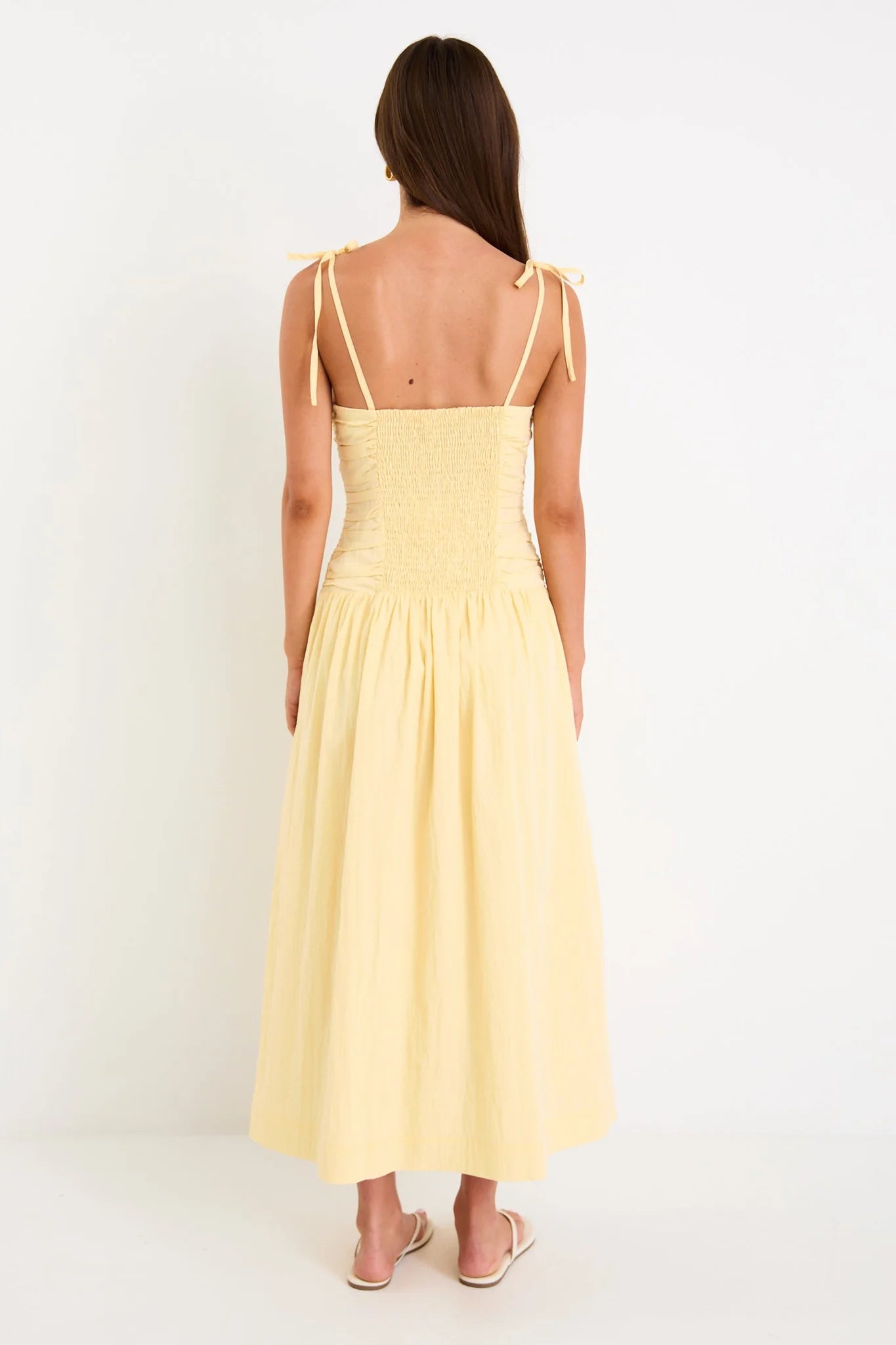 Pisa Butter Tie Straps Pleated Bodice Maxi Dress