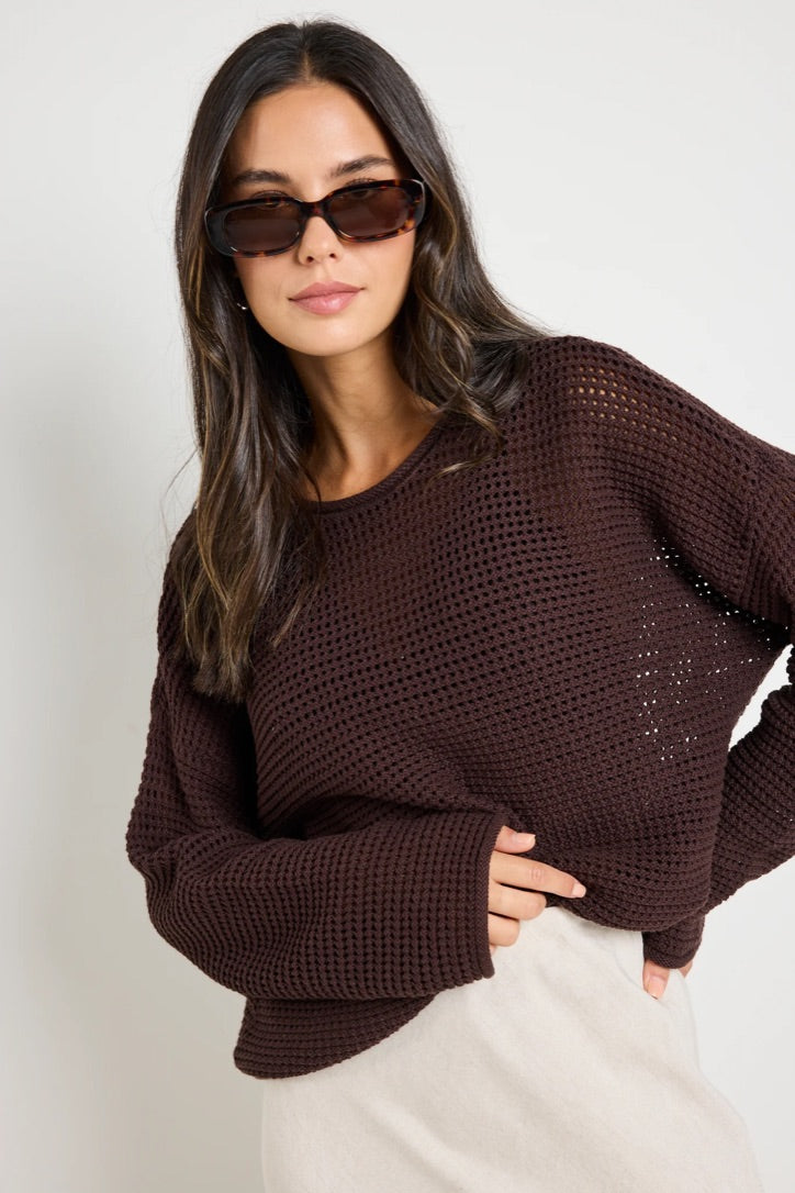 Dawn Chocolate Crochet Knit Jumper