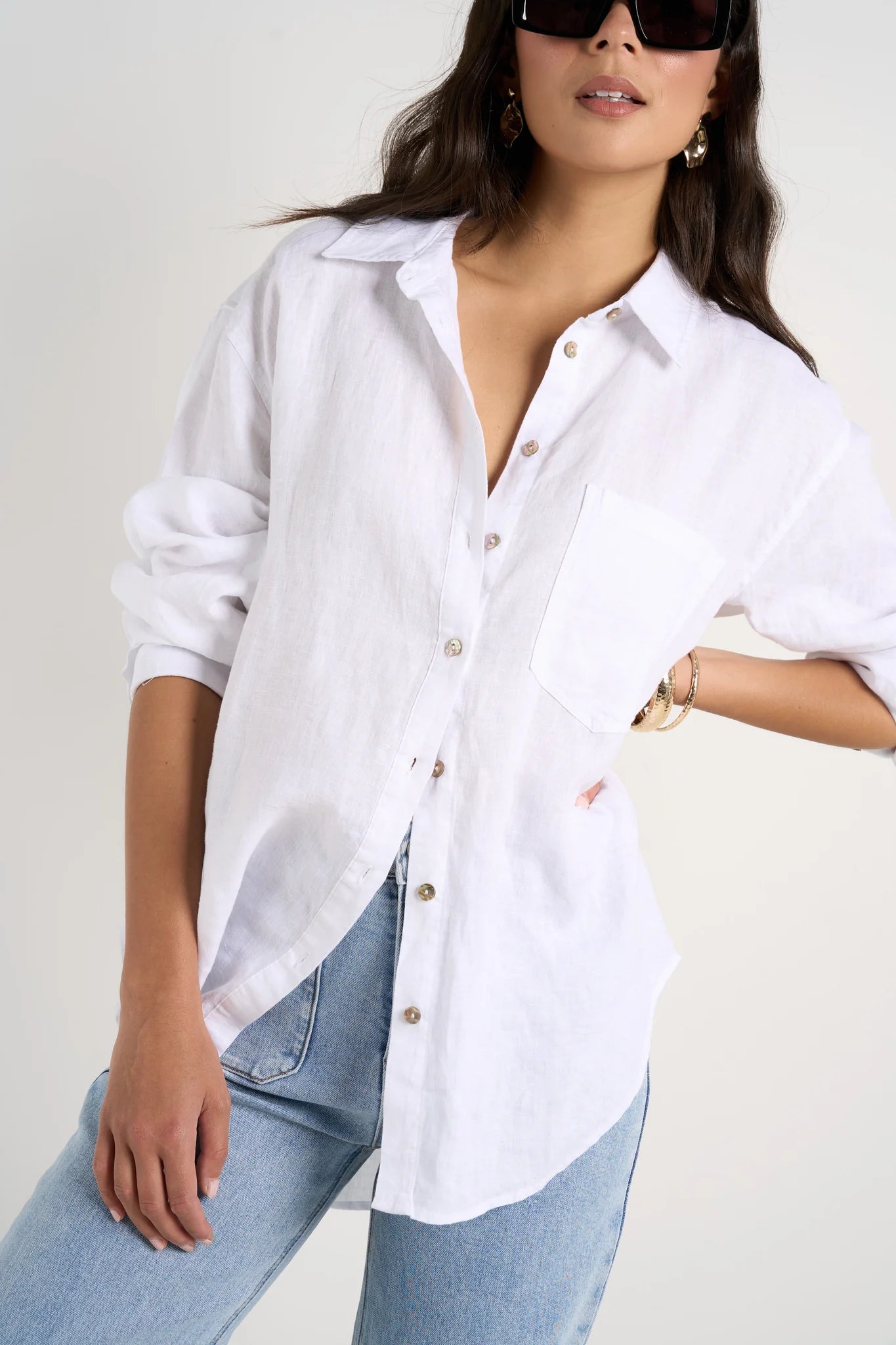 Optimum White Linen Oversized Shirt