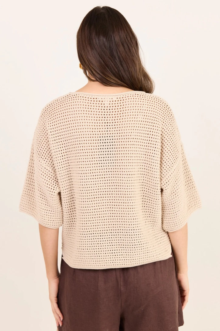 Sunrise String SS Crochet Knit Top