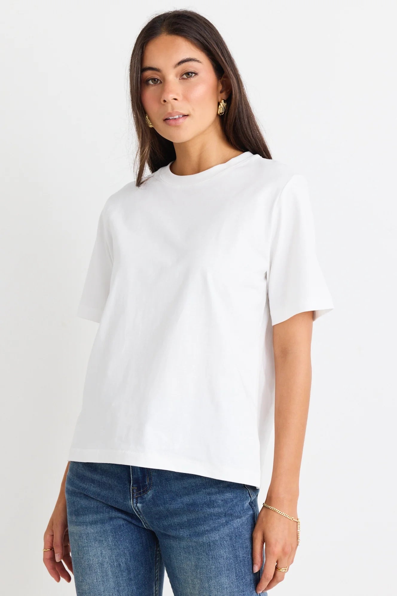 Crew Neck Short Sleeved Boxy Tee - Ivory