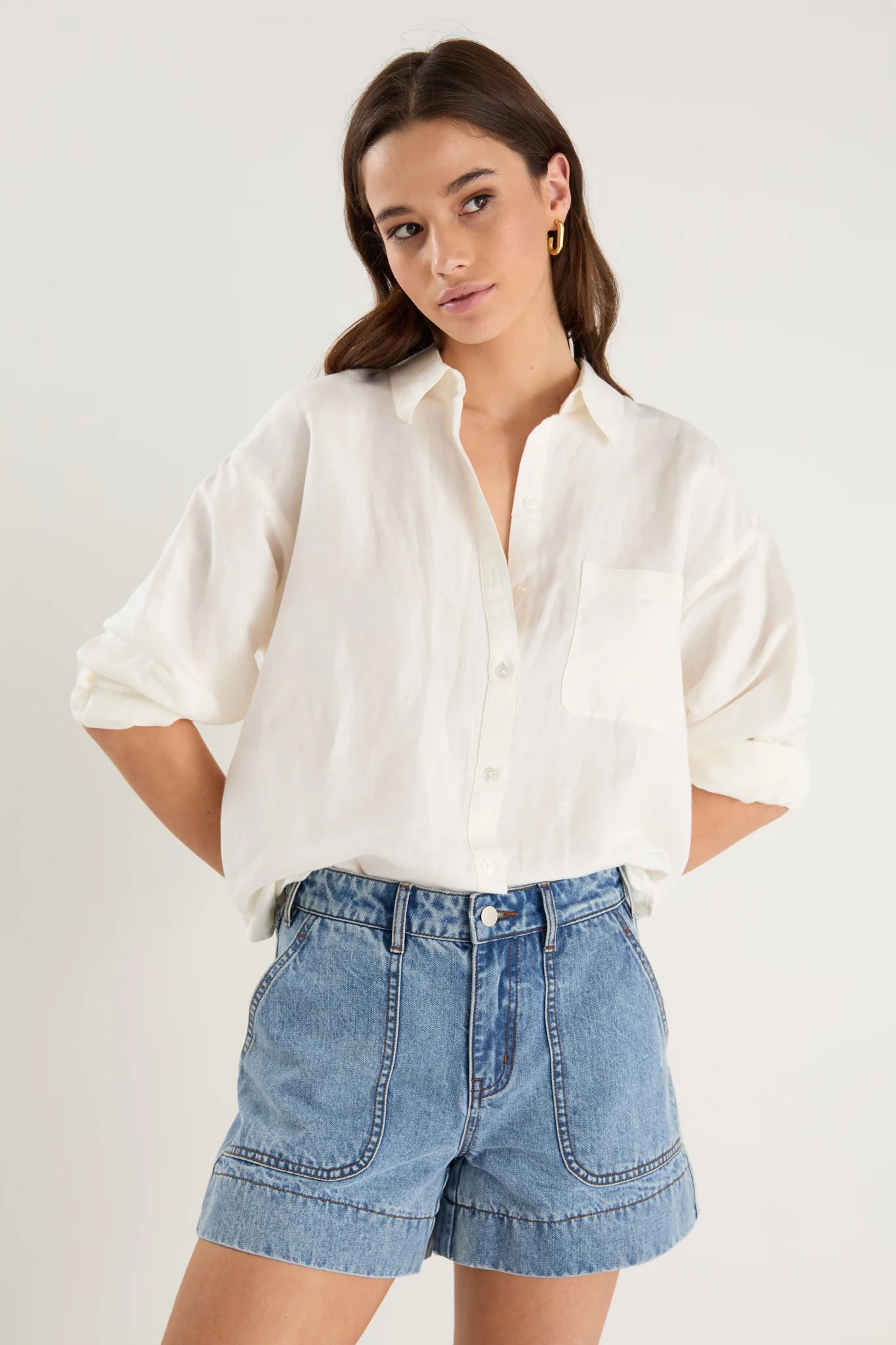 Kindly Mid Blue Pocket Front Denim Short