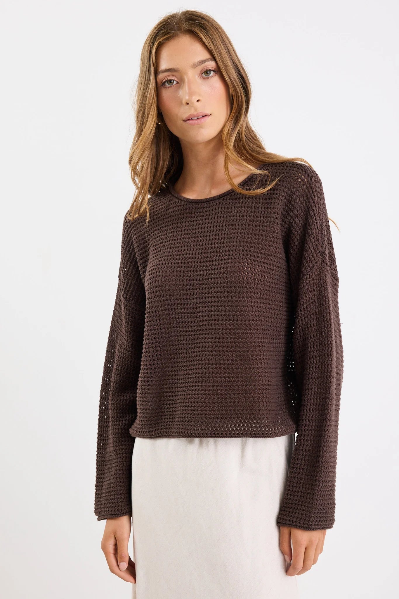 Dawn Chocolate Crochet Knit Jumper