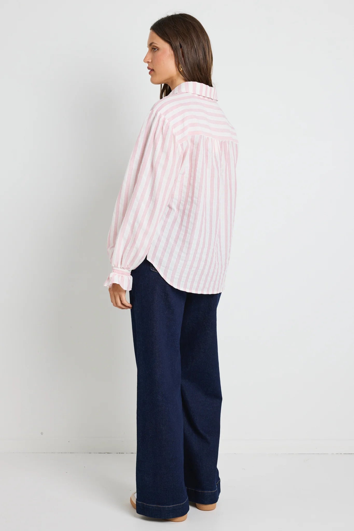 Connection Pink Stripe Button Front Blouse