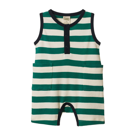 Camper Suit- Peppermint Navy Stripe