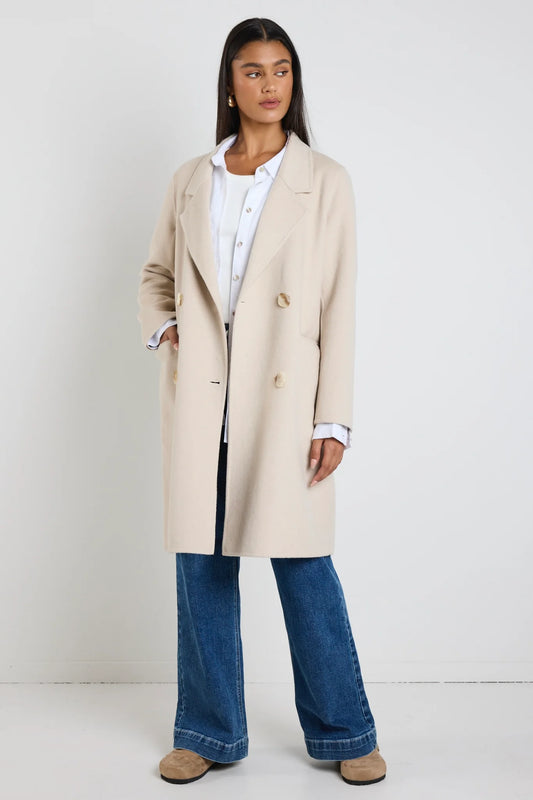 Stockholm Pumice Wool Blend Double Breasted Coat