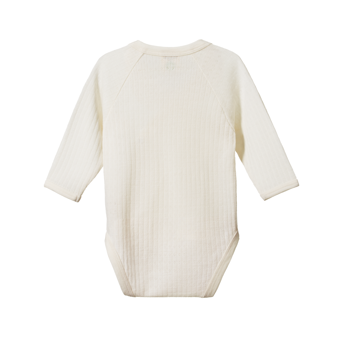 Merino pointelle long sleeve kimono bodysuit - Natural