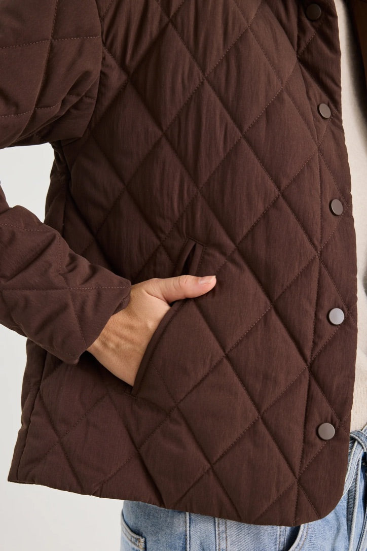 Absolute Chocolate Collared Quilted Jacket