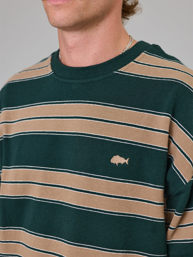 BAY LS TEE - GREEN STRIPE