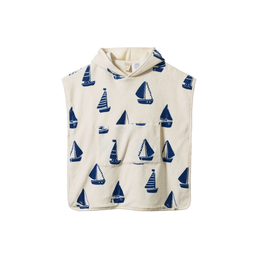 Cotton Poncho Towel - Regatta Print Terry