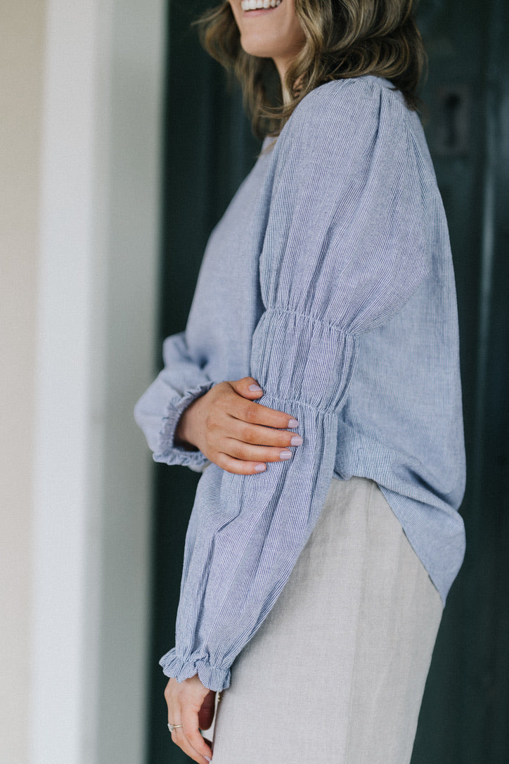 Victoria Blouse - Navy stripe